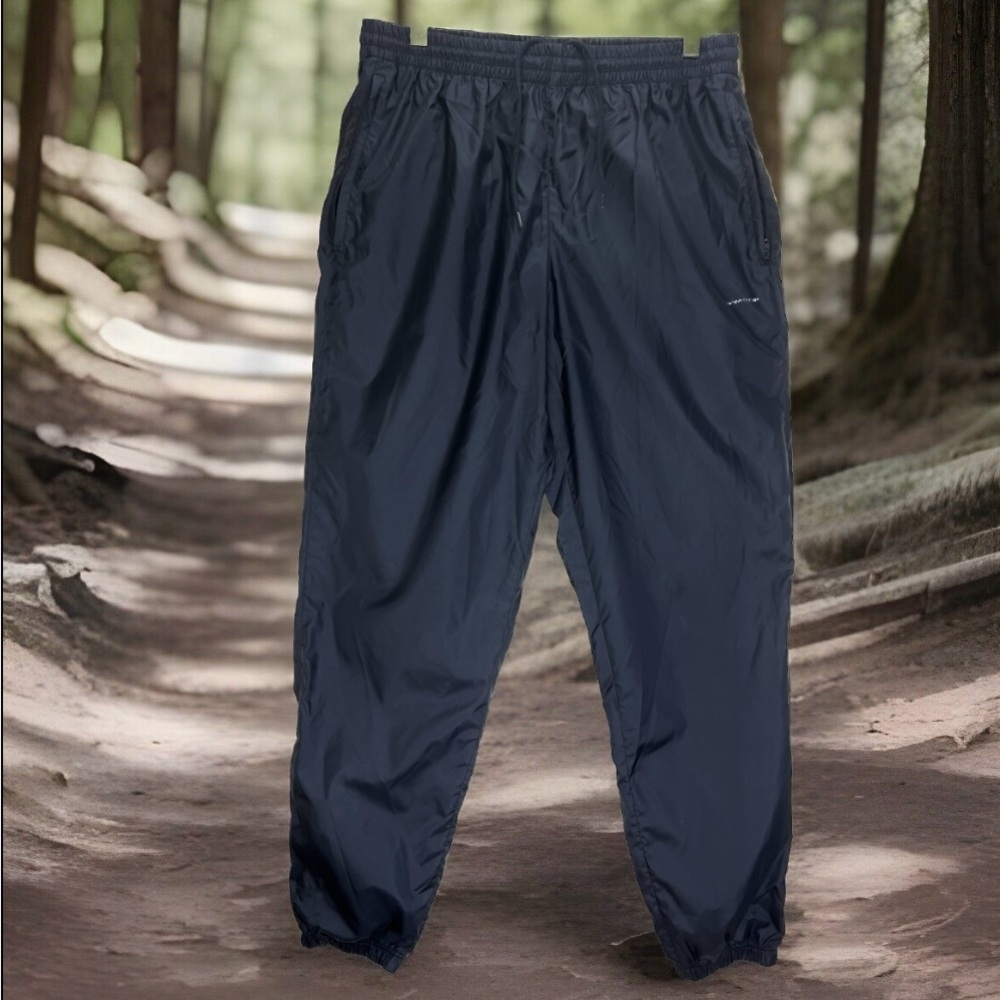 Y2K BALENCIAGA blk logo track jogger sweatpants w pockets/ankle zippers men sz M